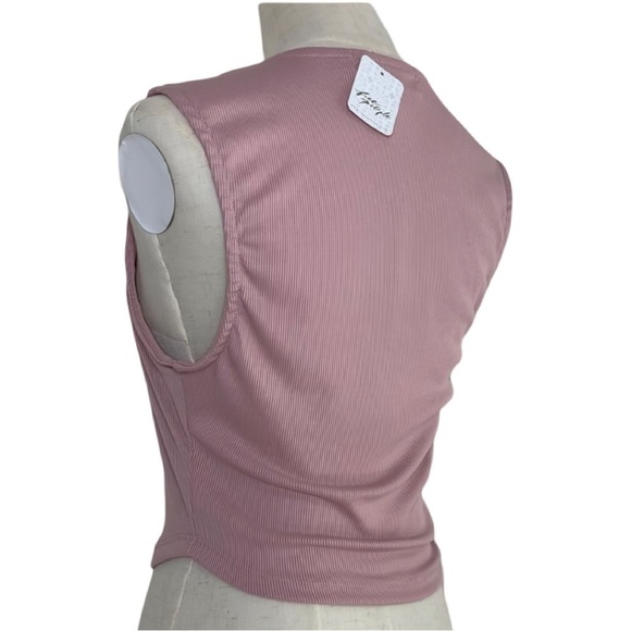 New Free People Beach Daphne Crop Top Ribbed Rose Pink Size S - Picture 7 of 17